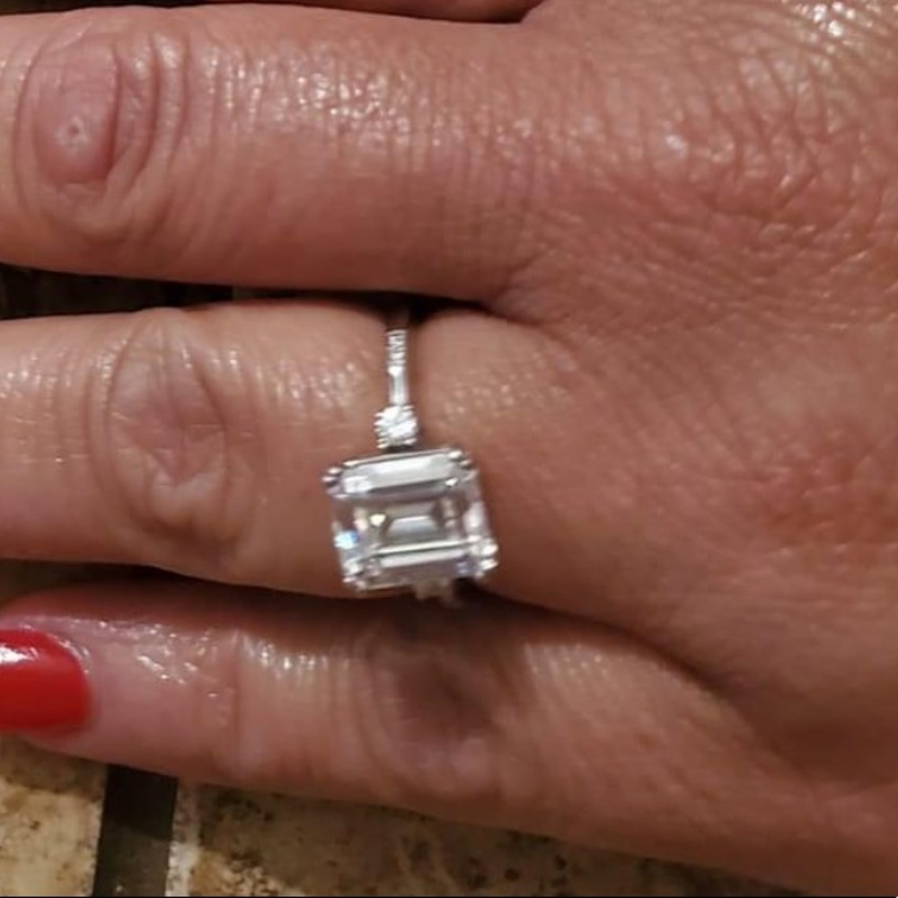 3 1/4 carat moisannite in 14k white gold